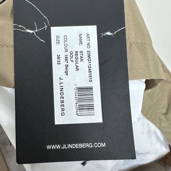 J Lindeberg Stan Regular Golf Pants 1697 Beige Tan Brown Mens Size 38 x‎ 32 NEW - Picture 4 of 16